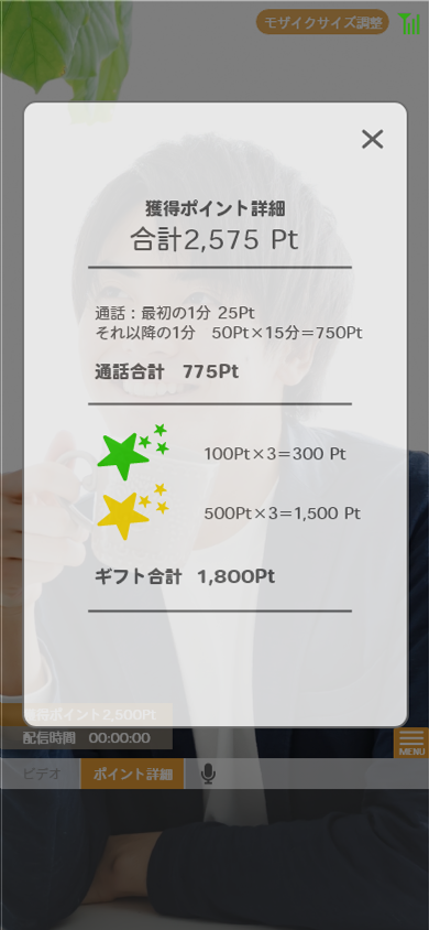 「ポイント詳細」タブで獲得ポイントの詳細を確認できます。